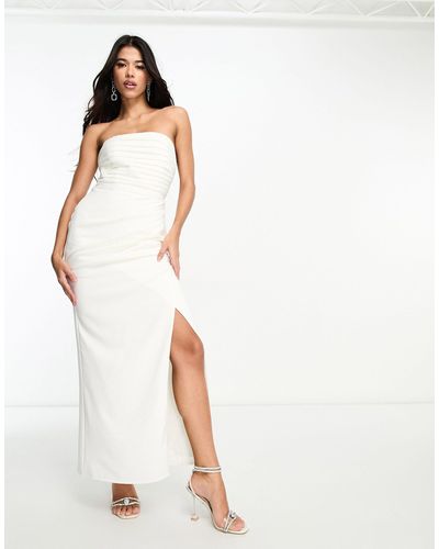 Little Mistress Bridal Bandeau Maxi Dress - White