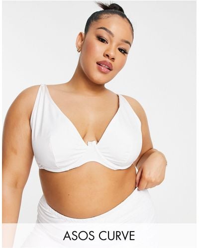 ASOS Asos Design Curve Mix And Match Step Front Underwired Bikini Top - White
