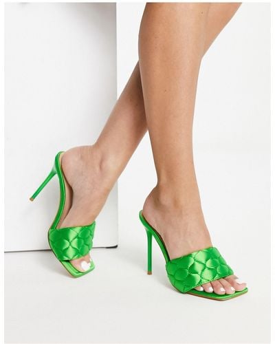 SIMMI Simmi London Maeve Quilted High Heel Mules - Green