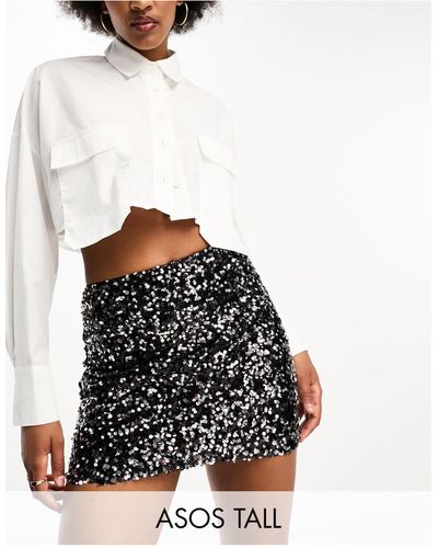 ASOS Asos Design Tall Sequin Mini Skirt - Black