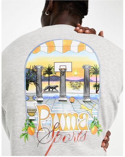 PUMA Sweatshirt Met Zwembadprint Op - Grijs