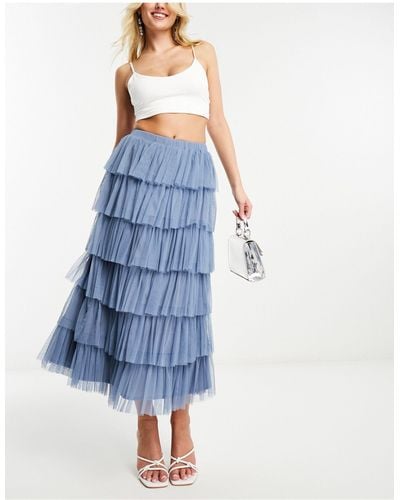 Beauut Tulle Tiered Maxi Skirt - Blue