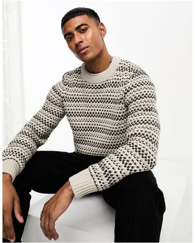 Only & Sons Textured Crew Neck Sweater - Gray