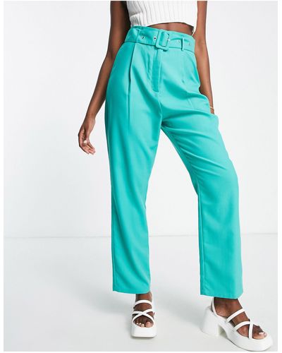 Lola May Flared Trousers With Belt - Green