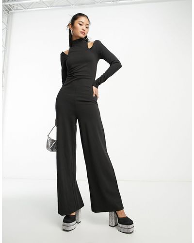 EDITED Wide Leg Jumpsuit With Shoulder Cut Outs - White