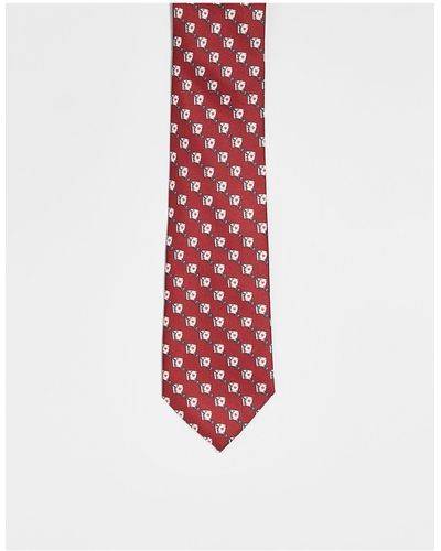 ASOS Tie With Playing Card Print - Red