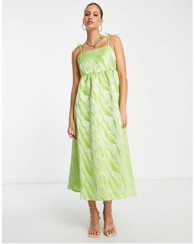 Vero Moda Aware Jacquard Cami Maxi Dresss - Green