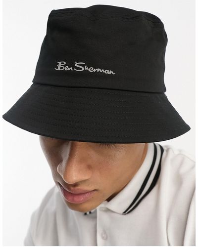 Ben Sherman Bucket Hat Van Nylon Met Logo - Zwart