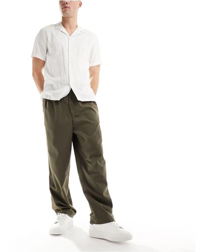 Pull&Bear baggy Tailored Trousers - White