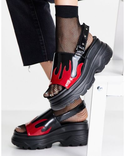 Koi Footwear Ebo - sandales chunky à motif flammes - - black - Noir