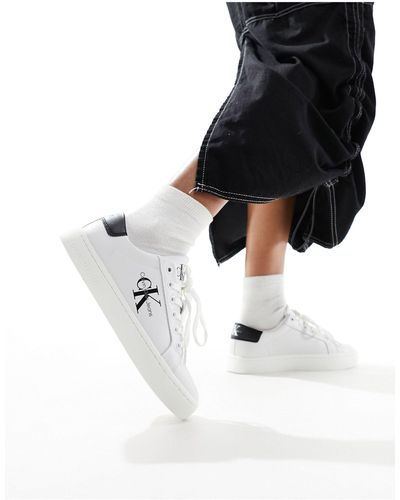 Calvin Klein – klassische, mehrfarbige cupsole-sneaker zum schnüren - Weiß