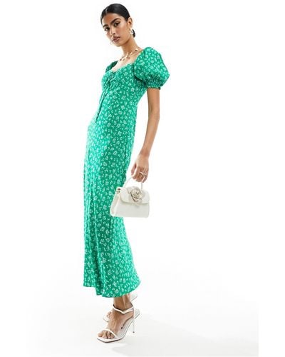 Forever New Puff Sleeve Midaxi Dress - Green