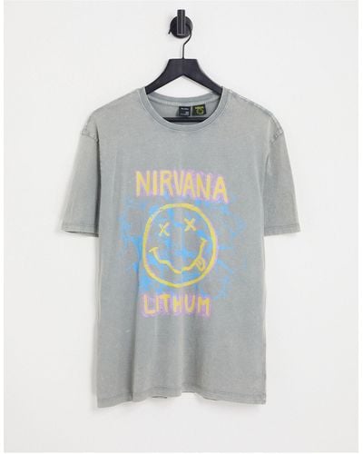 Bershka T-shirt Met Print Van Lithium Van Nirvana - Blauw