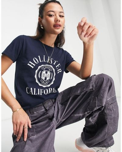 Hollister T-shirt à manches longues et logo - Bleu