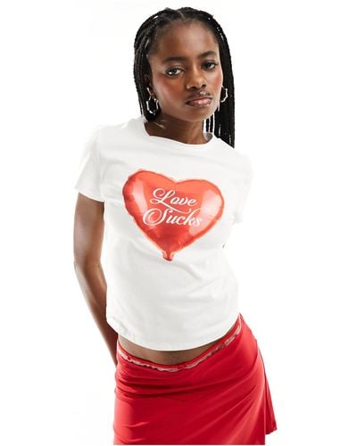 ASOS Baby Tee With Love Sucks Heart Balloon Graphic - Red
