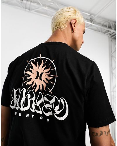 Hurley T-shirt nera con stampa "cosmic groove" sul retro - Nero