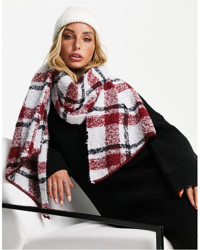 French Connection Multi Check Scarf - Red