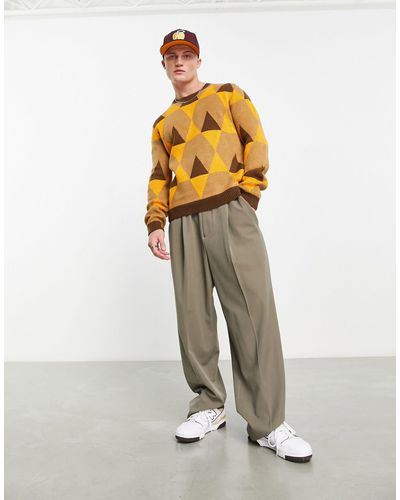 ASOS Knitted Geo Print Sweater - Orange