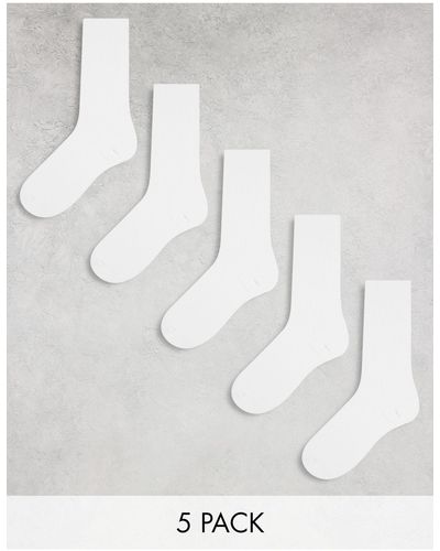 River Island 5 Pack Ribbed Socks - White