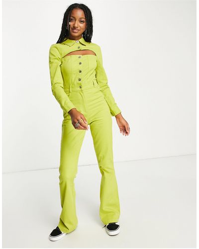 Collusion Cut Out Twill Jumpsuit - Yellow