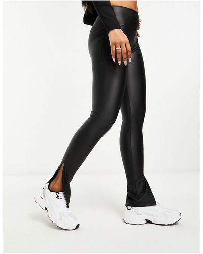 ASOS Leather Look leggings With Side Split - White