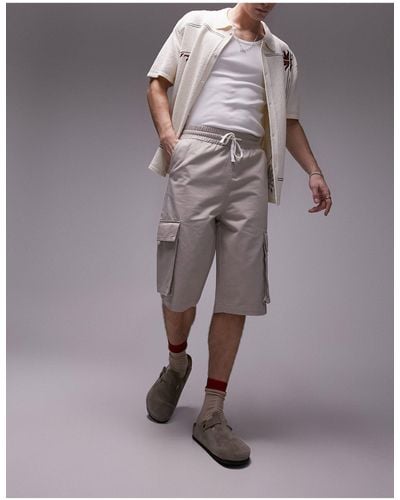 TOPMAN – lang geschnittene cargo-shorts - Natur