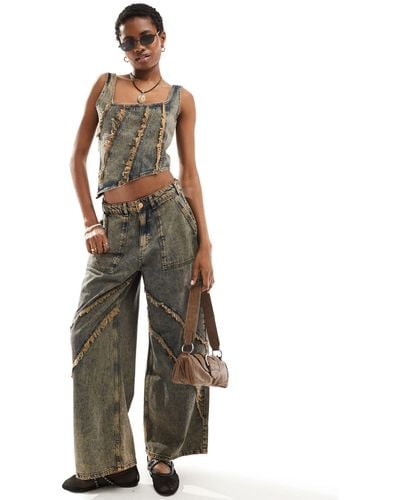 Reclaimed (vintage) Limited Edition Distressed Denim Jean Co-ord - Green