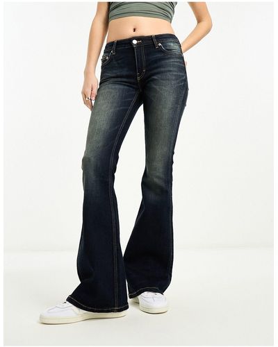Weekday Flame Low Waist Flared Jeans - Blue