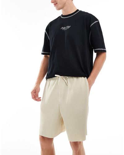 ASOS Oversized Plisse Texture Shorts - Black