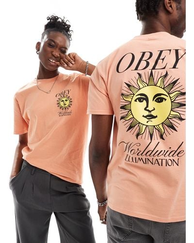 Obey Unisex Sun Graphic T-shirt - Orange