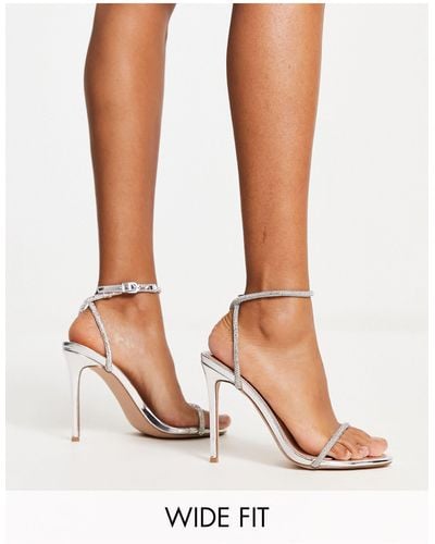SIMMI Simmi London Wide Fit Samia Barely There Embellished Sandals - White