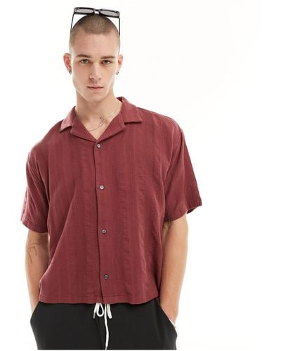 Abercrombie & Fitch Camisa corta burdeos holgada - Rojo