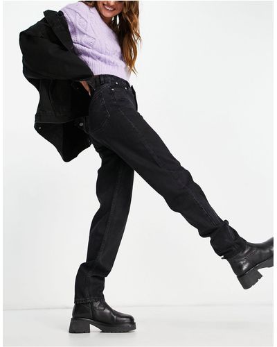 Weekday Lash - jean mom taille ultra haute en coton - délavé - black - Noir