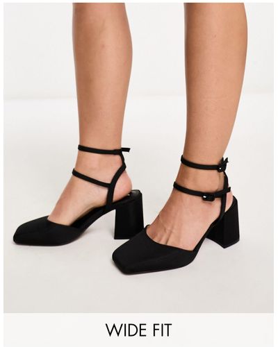 ASOS Wide Fit Saffy Block Heeled Mid Shoes - Pink