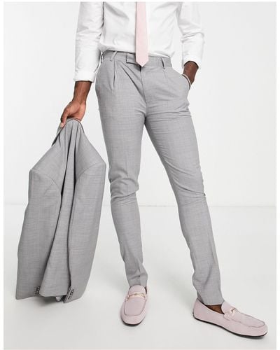 Noak Premium Wool-rich Skinny Suit Trousers - Grey