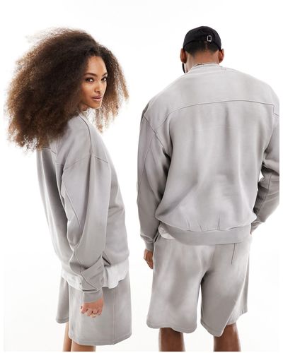 ASOS Unisex Co-ord Oversized Sweatshirt With Seam Detail - Grey