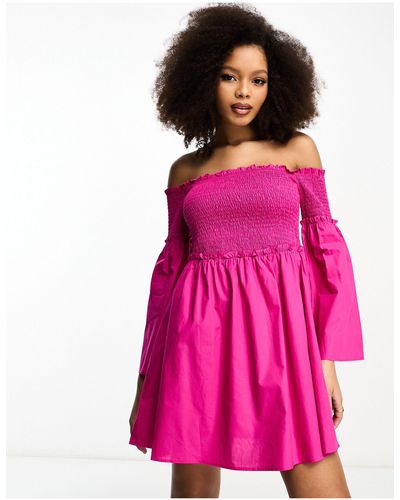 French Connection Cotton Flute Sleeve Mini Dress - Pink