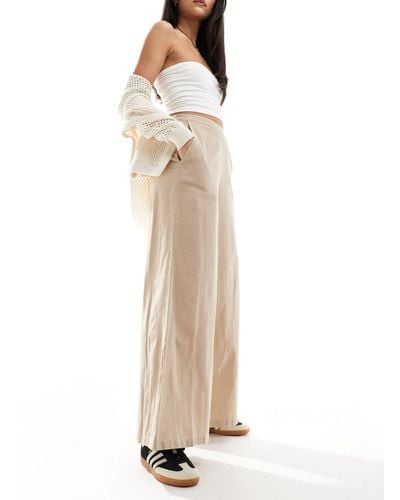 French Connection Lightweight Linen Blend Wide Leg Trousers - Natural