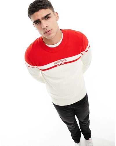 Tommy Hilfiger Colourblock Graphic Jumper - Red