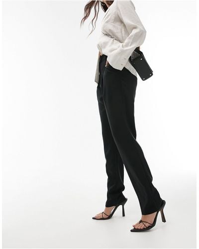 TOPSHOP Pantalon ajusté coupe slim à plis et taille haute - Noir