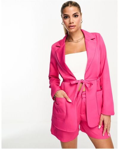 Threadbare Tie Waist Blazer Co-ord - Pink