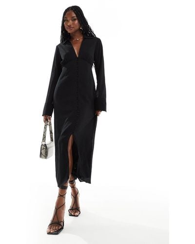 NA-KD Button Down Midi Dress - Black