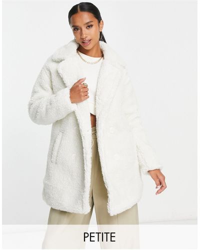 Threadbare Petite - manteau mi-long en imitation peau - Blanc