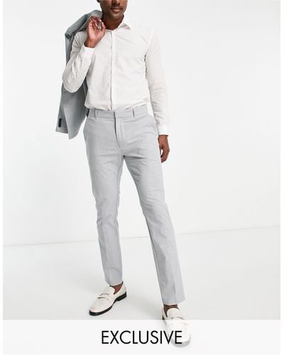 New Look Pantaloni da abito skinny grigio chiaro a quadri - Blu