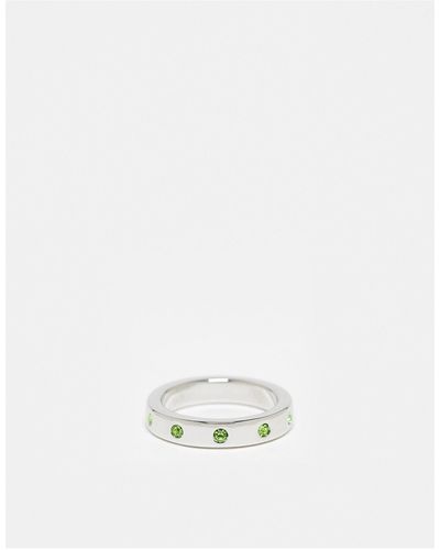 Whistles Confezione da 1 anello argentato con pietre smeraldo - Bianco