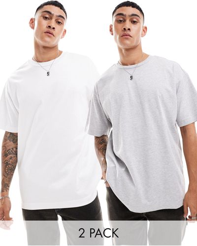 Cotton On Cotton On Heavyweight Boxy T-shirt 2 Pack Grey And White