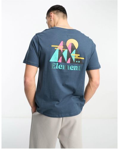 Element T-shirt mezzanotte con stampa di colline sul retro - Blu