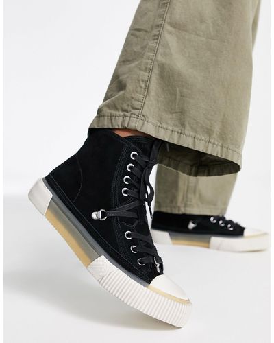 AllSaints All saints – elena – schnürsneaker aus em wildleder mit hohem schaft - Schwarz