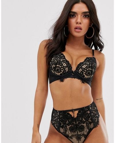 Ann Summers Fiercely Sexy Lace And Sequin High Waist Thong - Black