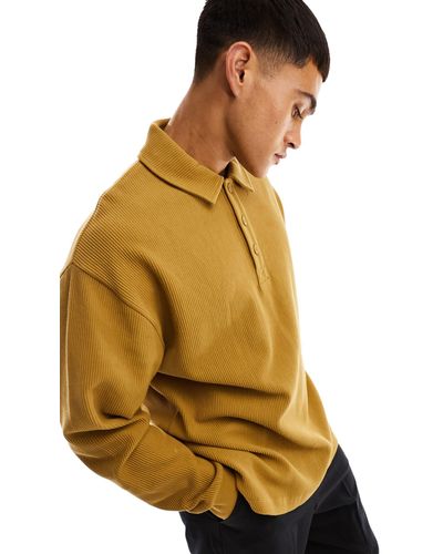 ASOS – oversize-sweatshirt aus geripptem material - Gelb